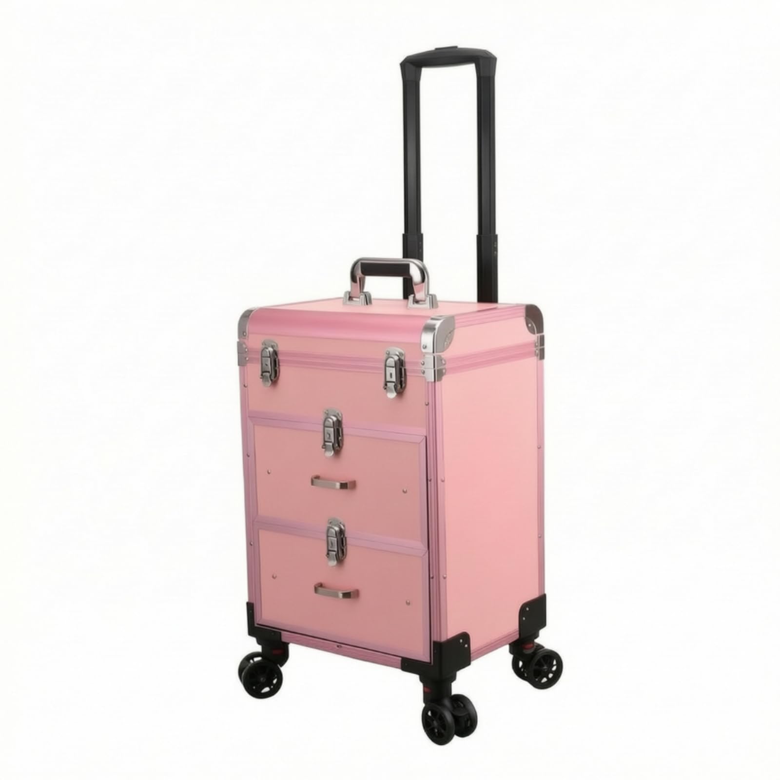 Valise Maquillage avec Tiroirs Mallette à Maquillage avec Tiroirs Légère Mallettes Beauté pour Maquilleurs, Rose, Rose