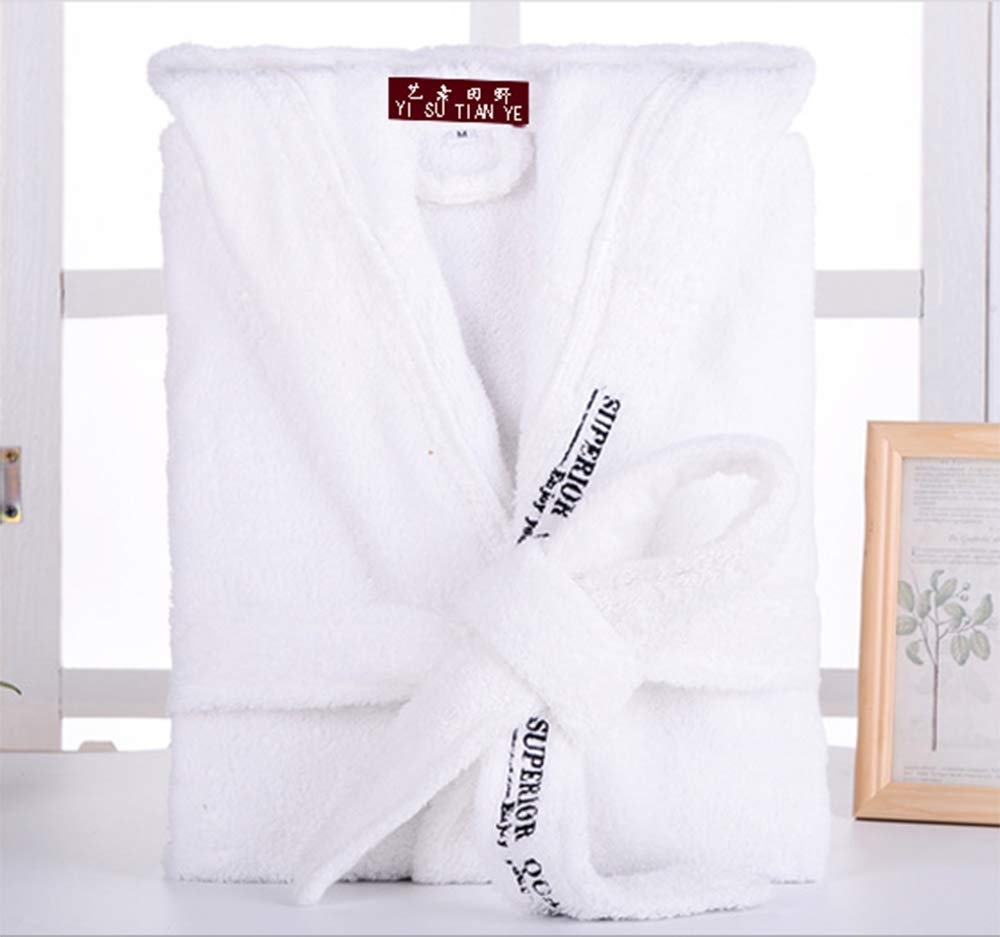 Bathrobe Accappatoio Unisex Uomo e Donna Bianco Accappatoio in Cotone Pettinato Leggero con Cappuccio, Accappatoi per Casa Hotel, Biancheria da Notte