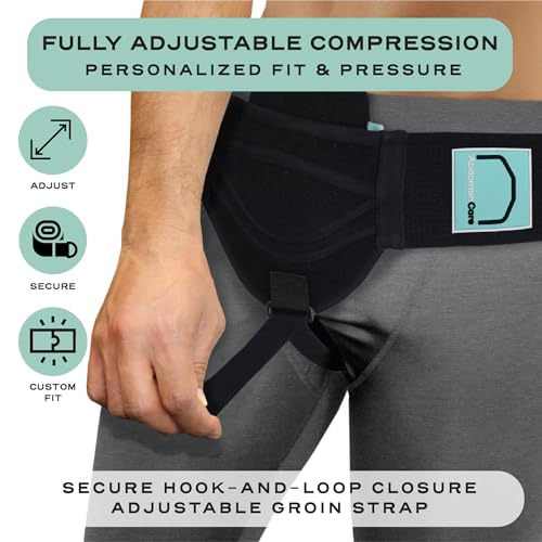Image of Abdomencare Inguinal Hernia Support Belt for Men & Women with 2 Compression Pads - Hernia Belt for Men Inguinal - For Left or Right Side Inguinal Hernias - Hernia Belts for Men Truss Support - S /M