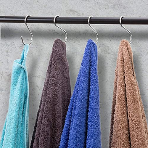 Image of S Hooks for Hanging - S Shaped Heavy Duty Stainless Steel S Type Hook 3.25 Inch (4mm) Long Extension for Clothes, Wardrobe, Kitchenware, Office, Bathroom, Plants, Pots - 6 Pieces (Silver)