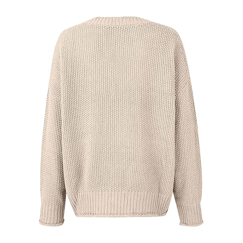 Women's Sweaters V Neck Cute Elegant Soft Long Sleeve Cable Knit Pullover Tops, S-2XL4