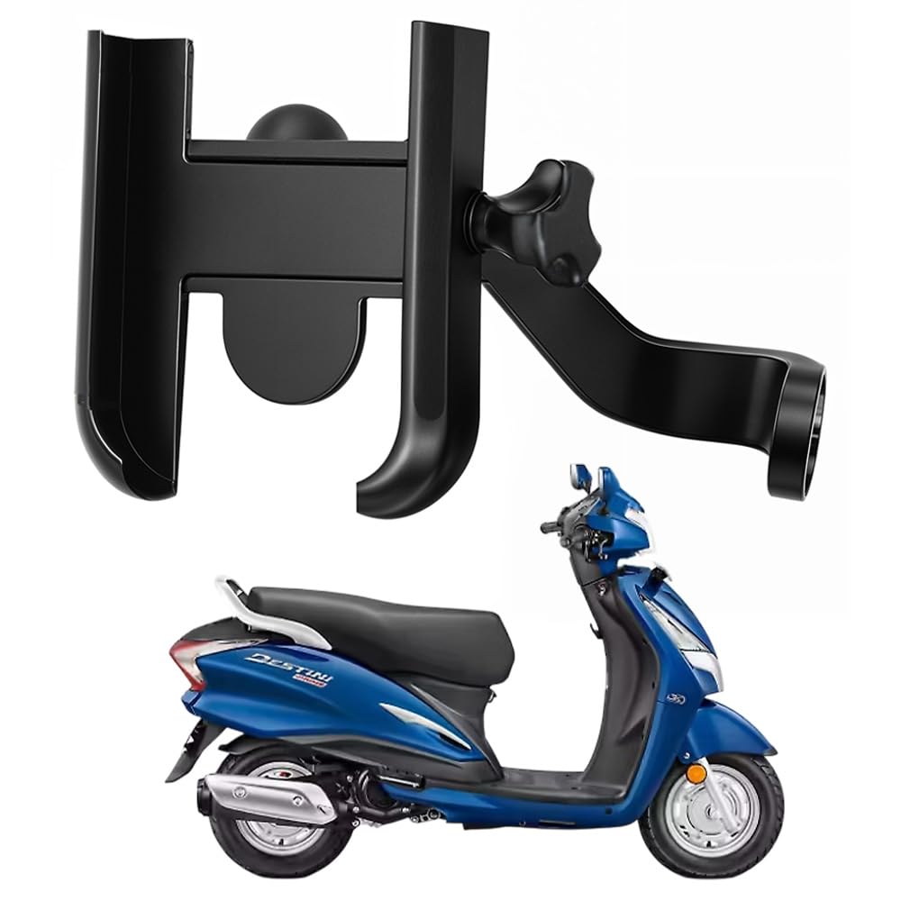WHIPONE Metal CNC Mobile Holder for Scooter, Scooty & Motorcycle Compatible for Hero Destini Prime, Mirror Mount, 360° Rotation, Strong Anti-Slip Grip, Wide Adjustable Fit for All Smartphones (Black)-picture-31