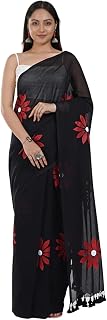 Women’s Daisy Floral Print Linen Cotton Saree with Tassel Border – Lightweight Traditional Party Use Saree II Daily Wear