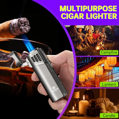 Encendedor de cigarrillos antiviento recargable de 4 llamas 8