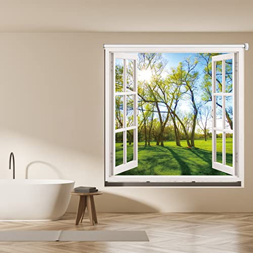 Estor Enrollable Persiana Enrollable para Ventana de Baño para Proteger La Privacidad, Cortina de Ducha 100% Opaca con Aislamiento Térmico de 60 Cm/ 80 Cm/ 100 Cm/ 120 Cm/ 140 Cm de Ancho