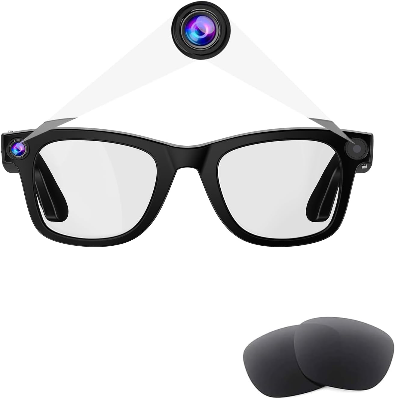 Ai Glasses with Camera, 800W HD Smart Camera Glasses, Blue Light Blocking UV Protection 1080P Video Recording Photo Taking, Voice Assistant, Open-Ear Audio for Outdoor Indoor Sport Cycling Travel