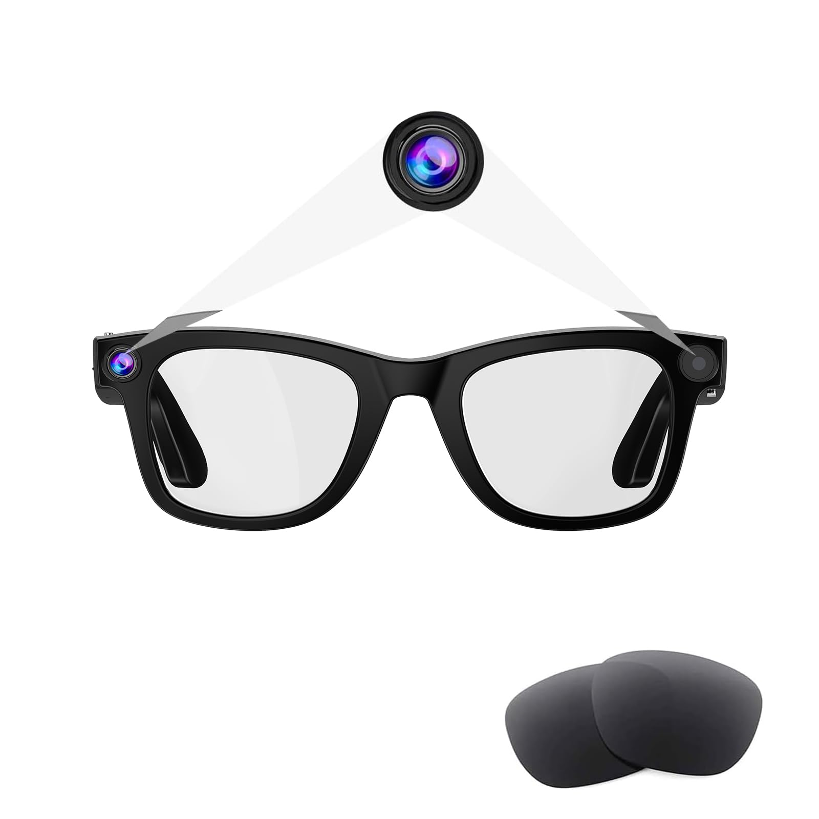 Ai Glasses with Camera, 800W HD Smart Camera Glasses, Blue Light Blocking UV Protection 1080P Video Recording Photo Taking, Voice Assistant, Open-Ear Audio for Outdoor Indoor Sport Cycling Travel