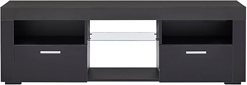 Miniatura 9 de Olela Soporte de TV con luces LED, consola de TV moderna para centro de entretenimiento, armario de TV minimalista de madera con cajón de
