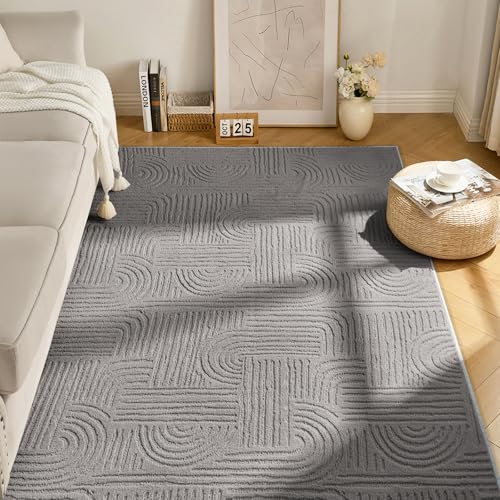 Image of Ceneco Non Slip Dark Grey Rug 60x110cm Washable Short Pile Rug for Bedroom