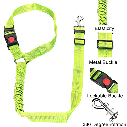 Qcwwy Dog Travel Supplies, Reflective Safety Seatbelt Strap For Car Pet Adjustable Headrest Seat Belt Dog Nylon (Fluorescent Green) - Image 3