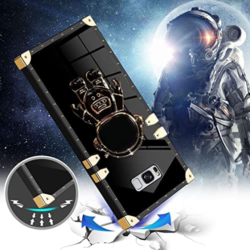 Astronaut Hidden Stand Case Cover For Samsung Galaxy S8 Plus, S8+, 6D Plating Spaceman Cartoon Cute Phone Case Shockproof Tpu Protective Case For Samsung Galaxy S8+ (S8 Plus, Black) #TOP4