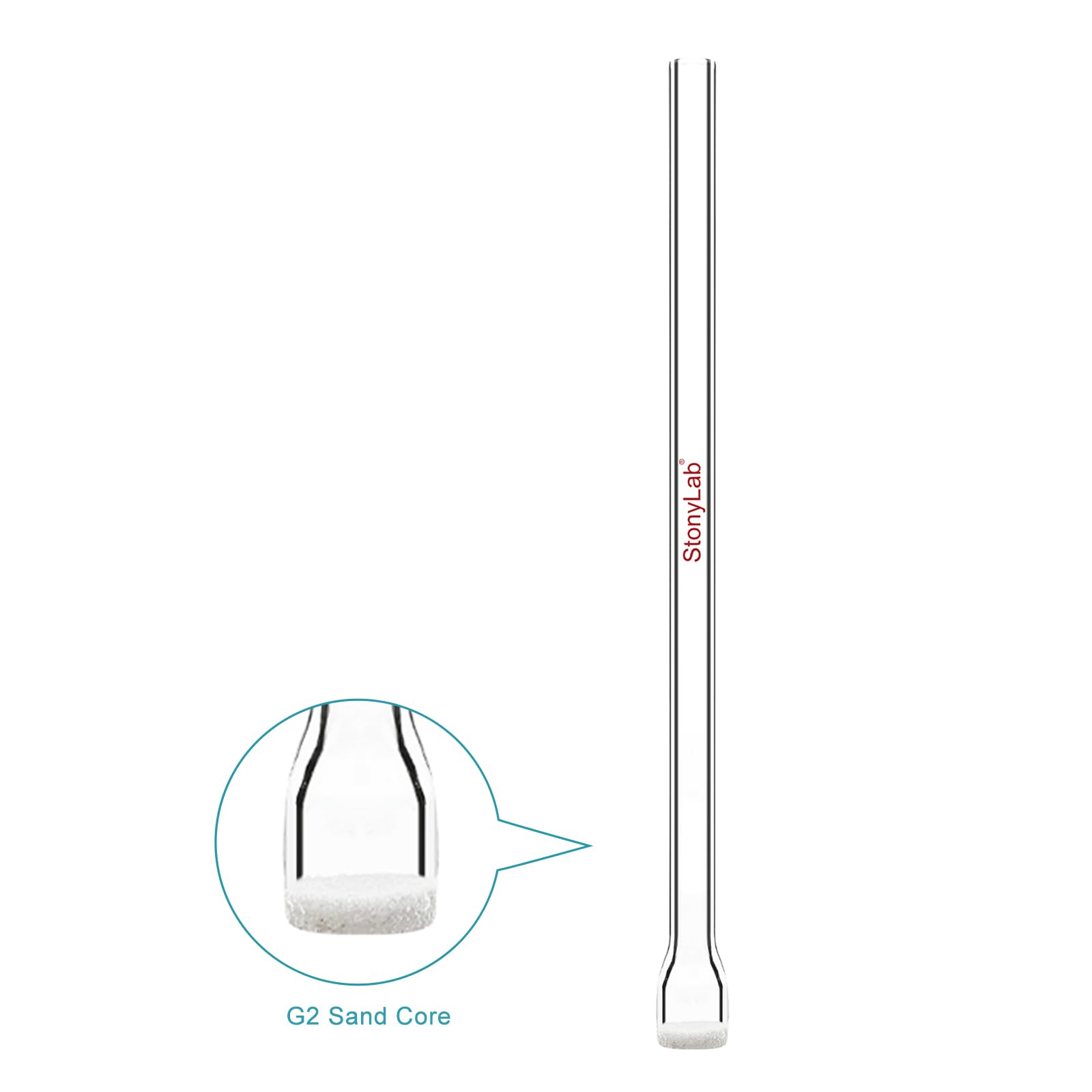 stonylab Tube de Dispersion de Gaz Droit, Verre de Haute Borosilicate, Noyau de Sable G2 avec Taille de Pore de 30-50 μm pour Diffusion Efficace d'Air ou de Gaz en Laboratoire et Aquatique, 10 mm