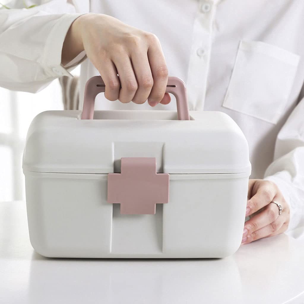 Botiquín de Primeros Auxilios pequeño plástico 9,64 Pulgadas Caja Almacenamiento medicamentos Mango portátil for el hogar médicos Botiquines,Botiquín de Primeros Auxilios(B)