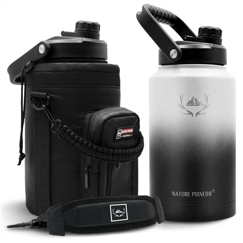 Image of NATURE PIONEOR 1 Gallon (128oz) Insulated Water Bottle Jug with Carrier Bag