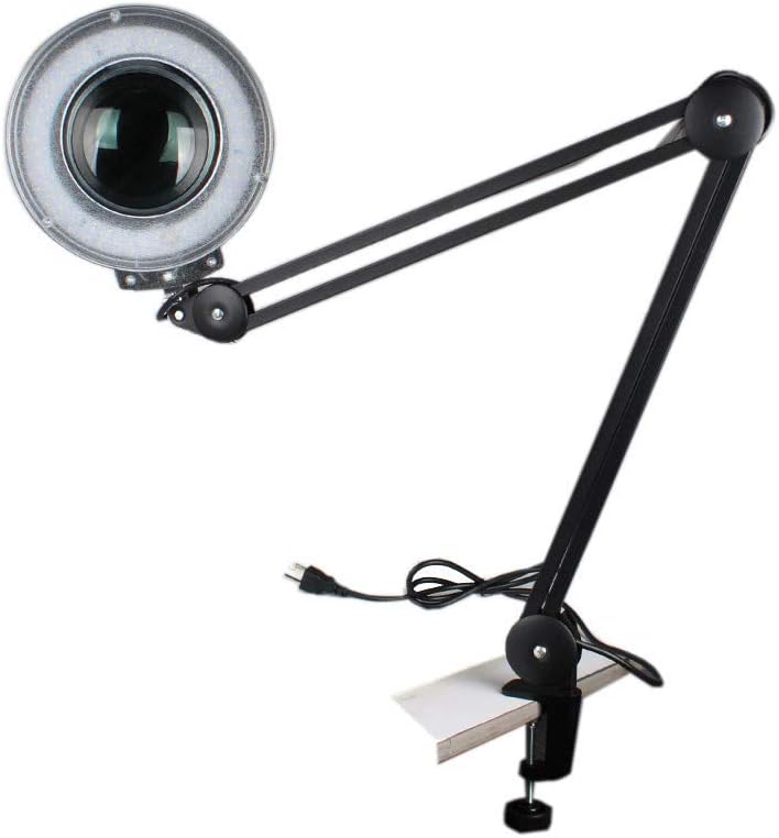 ExGizmo 10X LED Clamp Magnifying Glass with Light,Adjustable Rolling Lamp Illuminated Magnifier
