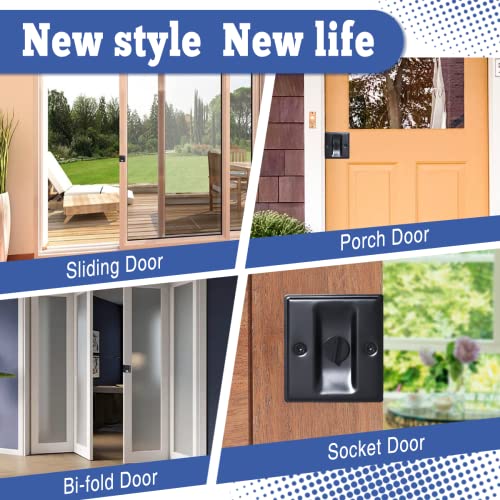 HOMOTEK 4 Pack Privacy Pocket Door Lock Hardware with Pull Pocket & Bi-Fold Door Hardware- Replace Old Or Damaged Sliding Door Locks Quickly and Easily, 2-3/4”x2-1/2”, for 1-3/8” Thickness Door, Black by HOMOTEK - Image 7