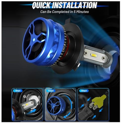 Image of H4 /9003 /HB2 LED Headlight Bulbs Universal LED Headlight Bulb only For H4 Fitting 120 WATT AC /DC Bulbs (White) Hi /Low Beam, 3 Pin Connector With Cooling Fan For All Car (3 SIDE 120 WATT)