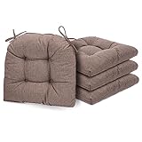 Kyaringtso Chair Cushions for Dining Chairs, 4 Pack Soft and Comfortable Chair Cushions Pads with Ties, Seat Cushions for Kitchen Chairs，Dining Room (4 Pack 17x16, Brown)