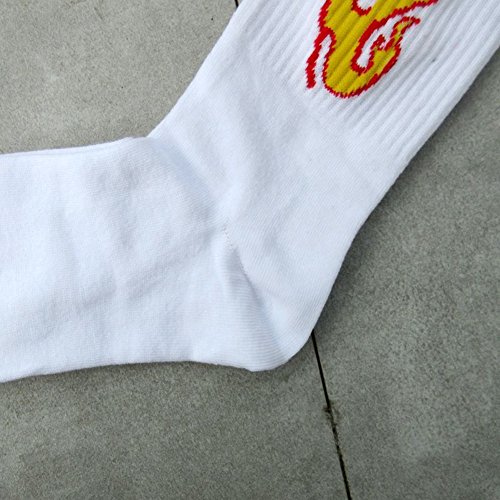 Afco Boy Girl Hip-Hop Socks,Fashion Flame Fire Cotton Men Women Harajuku Street Unisex Couple Sport Socks (White) #TOP6