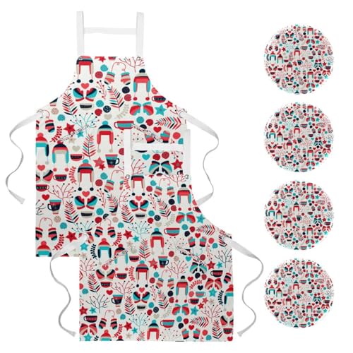 Tablier de cuisine avec 4 broches chapeaux gants d'hiver