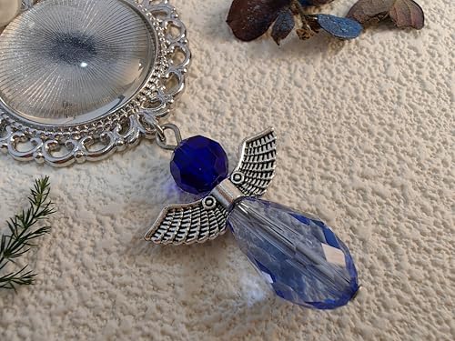 Something Blue Bridal Bouquet Charm Wedding Memorial Bride Shower Gift Wedding Bouquet Memorial for Mother Father DIY Photo Keepsake with Angel Bow Photo Locket4