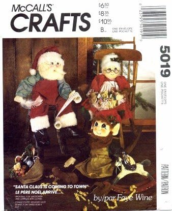 McCall's 5019 Crafts Sewing Pattern Christmas Holiday Santa Mrs. Claus Elf Doll Clothes