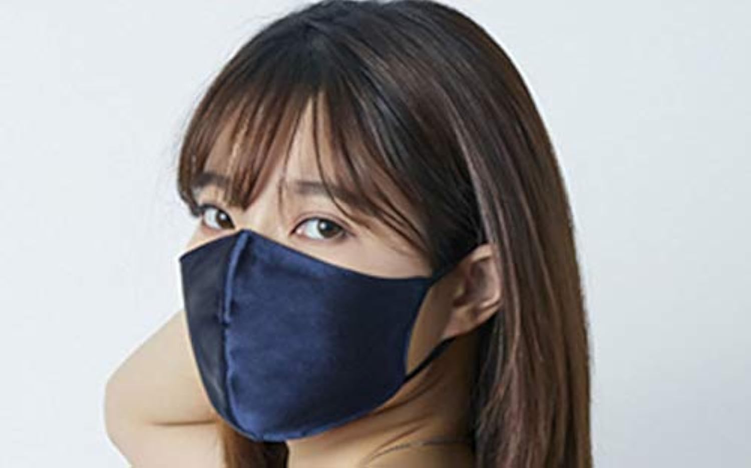 Generic Brands Dual side Mulberry Silk Face Mask with PM2.5 Filter Slice Mask Washable Adjustable Cool And Breathable Mask Anti-Dust Non Medical (Navyblue)