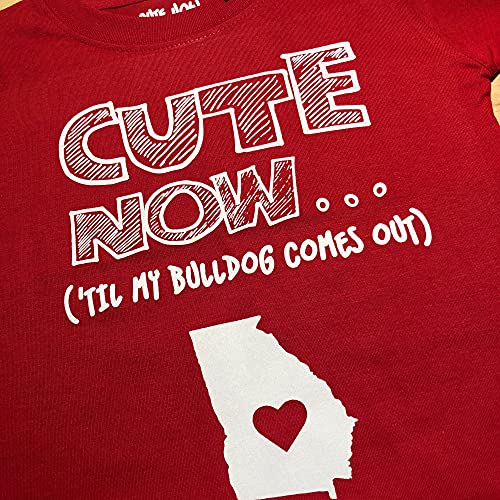 Cute Now... 'Til My Bulldog Comes Out Toddler Kids Georgia State T-Shirt Cotton 2T-6T2