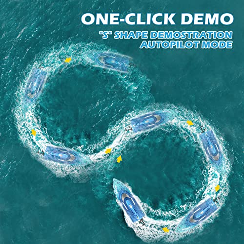 DEERC High Speed RC Boats W/ LED Lights, Self Righting Remote Control Boat for Pools and Lakes, 20+ MPH, 2.4GHz Racing Boats, Remote Control Shark, Pool Toys for Kids & Adults