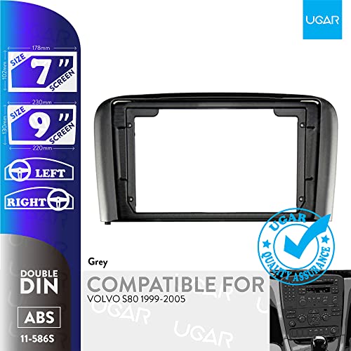UGAR 7 inch / 9 inch Compatible for Volvo S80 1999-2005 Radio Stereo Dash Installation Mount Kit