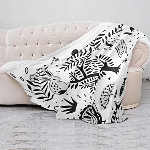 Plaid microfibre léger et doux motif lapin pour lit