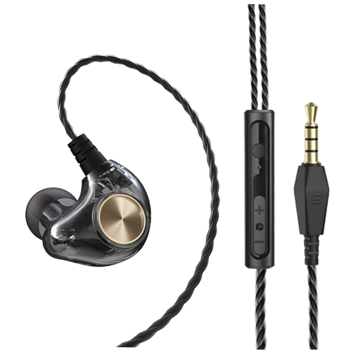 Angoily 3pezzi Auricolari In-ear Con Microfono e Bass Stereo Per Smartphone Design Ergonomico e Cavo Antigroviglio Per Sport e Allenamento Nero