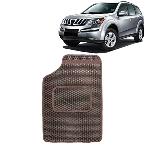Image of Kingsway Dotted Design Car Floor Foot Mats Universal Fit for Mahindra XUV 500, Model Year : 2011-2015, Water and Dustproof, Color Brown, Set of 5 Pieces