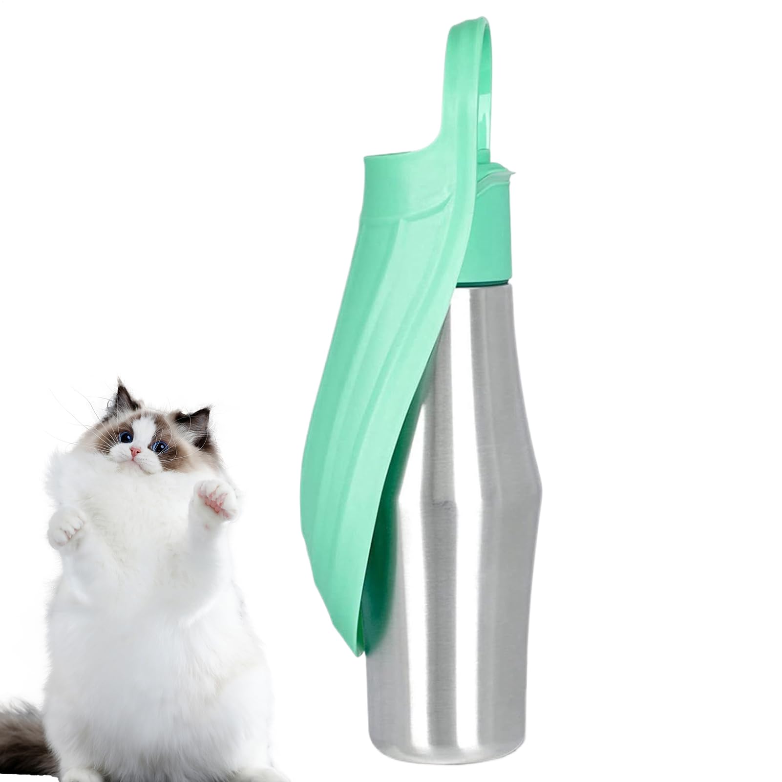 Gourde pour chien en acier inoxydable de 750ml avec écuelle intégrée pour chiot