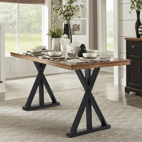 INMOZATA Tischbeine Metall 2 Stück M Form Tischfüße Schwarz Tischgestell DIY Möbelfüße für Schreibtisch Couchtisch Esstisch Sitzbank B60 x H71 cm