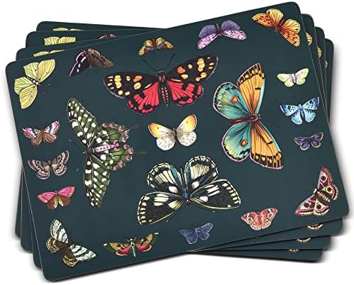 Pimpernel Botanic Garden Harmony Collection Placemats | Set of 4 | Heat Resistant Mats | Cork-Backed Board | Hard Placemat Set for Dining Table | Measures 15.7” x 11.7”
