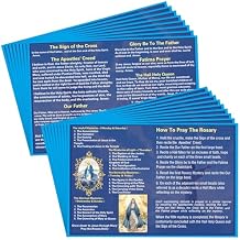 Motiskyy 50 Pcs How to Pray The Rosary Pamphlet Prayer Cards 6 x 4 Inches Rosary Pamphlet Paper Booklet Catholic for Beginners Sunday School LearningDark Blue