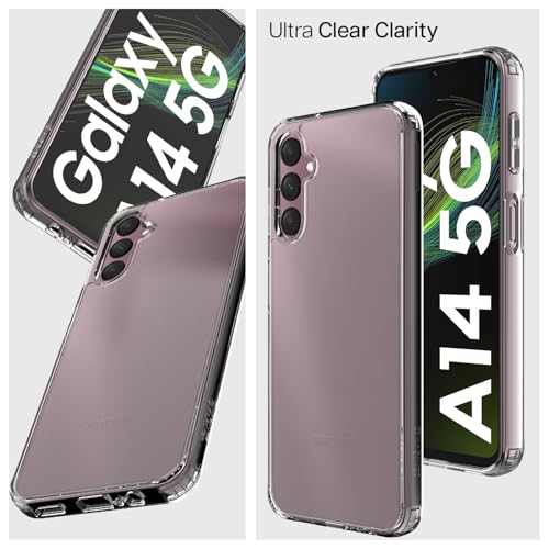 Image of KAPAVER Hybrid Shockproof Back Cover Case Compatible with Samsung Galaxy A14 (PC+TPU) (Clear)