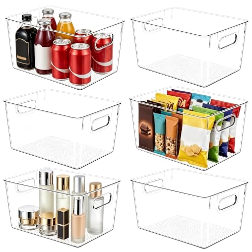 6-Pack-Clear-Plastic-Storage-Bins-KitchenPantry-Organizer-Large 6 Pack Clear Plastic Storage Bins, Kitchen&Pantry Organizer Large - Image 1