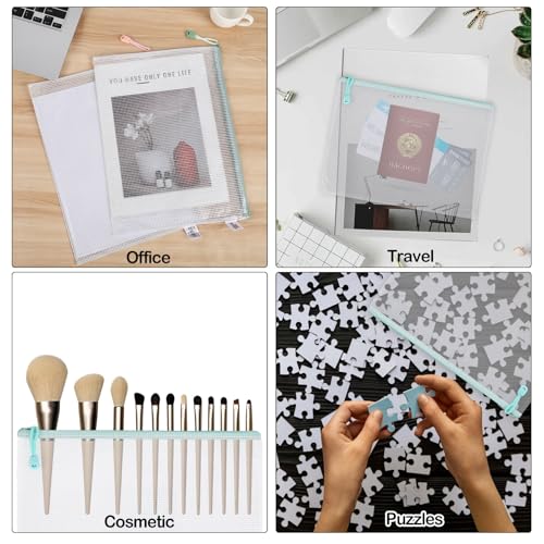 Dokumententasche aus Kunststoff, A4, Ordner, Reißverschluss, extra dickes Netzgewebe, für Dokumente, Reißverschluss, A4, für Büros, Zuhause, Reisen, Schulbedarf (20 Stück, Stil B)