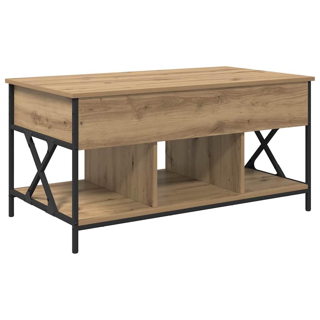 Meuble de salon robuste en chêne artisanal et métal au design contemporain épuré