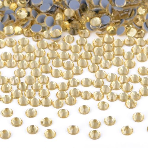 Image of Bymitel Hotfix Crystal Rhinestones Round Gems Iron on DIY Jewelry Making Flat Back for Crafts,Jonquil, 1.3mm(SS3 /2880pcs)