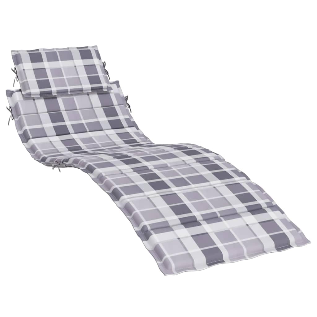 Coussin de chaise longue à carreaux gris matelas transat jardin 186x58x3 cm