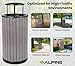 Alpine 32 Gallon Commercial Outdoor Trash Can - Heavy Duty Garbage Can Outdoor, Industrial Trash Can with Plastic Panels for Patio, Parks, Trails & Resorts (Rain Bonnet Lid - Grey)