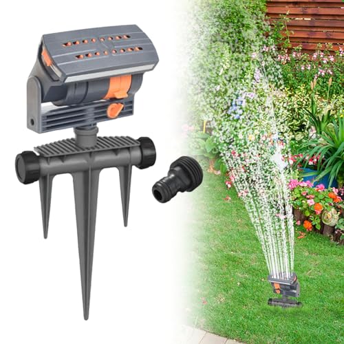 Aspersor cuadrado de 16 agujeros, riego de 90 m², aspersor de jardín con función de rotación automática, sistema de riego para jardín y césped (negro)