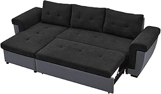 MCWJ Divano letto a forma di L Coner Moderno 3 Posti Convertibile con Deposito estraibile, 02,