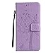 HAOTP Pixel 2 XL Wallet Case, Floral Flower Love Tree Cat Embossed PU Leather Magnetic Flip Shockproof TPU Inner Bumper Card Holders & Hand Strap Purse Case for Google Pixel 2 XL Light Purple