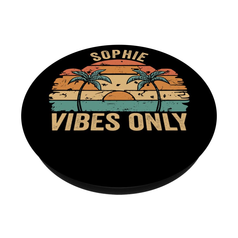 SOPHIE Vibes Only Cute Retro Girls SOPHIE Name PopSockets Swappable PopGrip, Black - Image 2