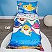 Baby Shark 4 Piece Toddler Bedding Set - Includes Quilted Comforter, Fitted Sheet, Top Sheet, and Pillow Case