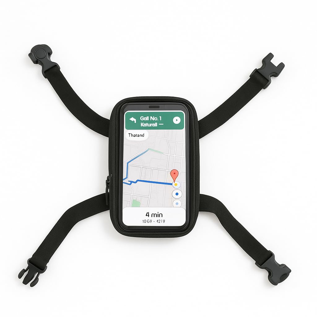 Scooter Handlebar Phone Holder Bag with Transparent Touch Screen Window, Black and Green 1